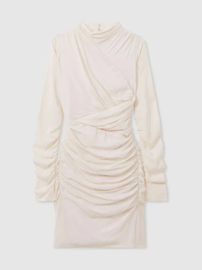 REISS Dresses Women Ruched Mini Dress Pale Pink