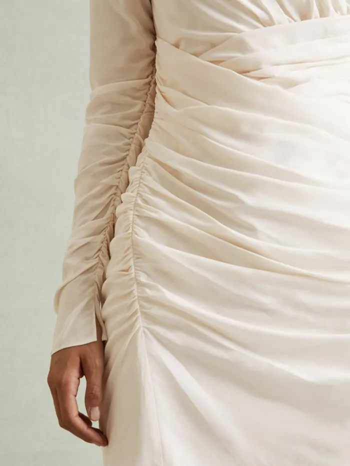 REISS Dresses Women Ruched Mini Dress Pale Pink