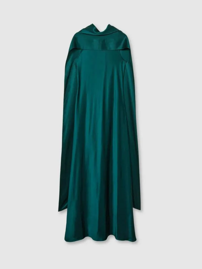 REISS Dresses Women Satin Cape Dress Teal