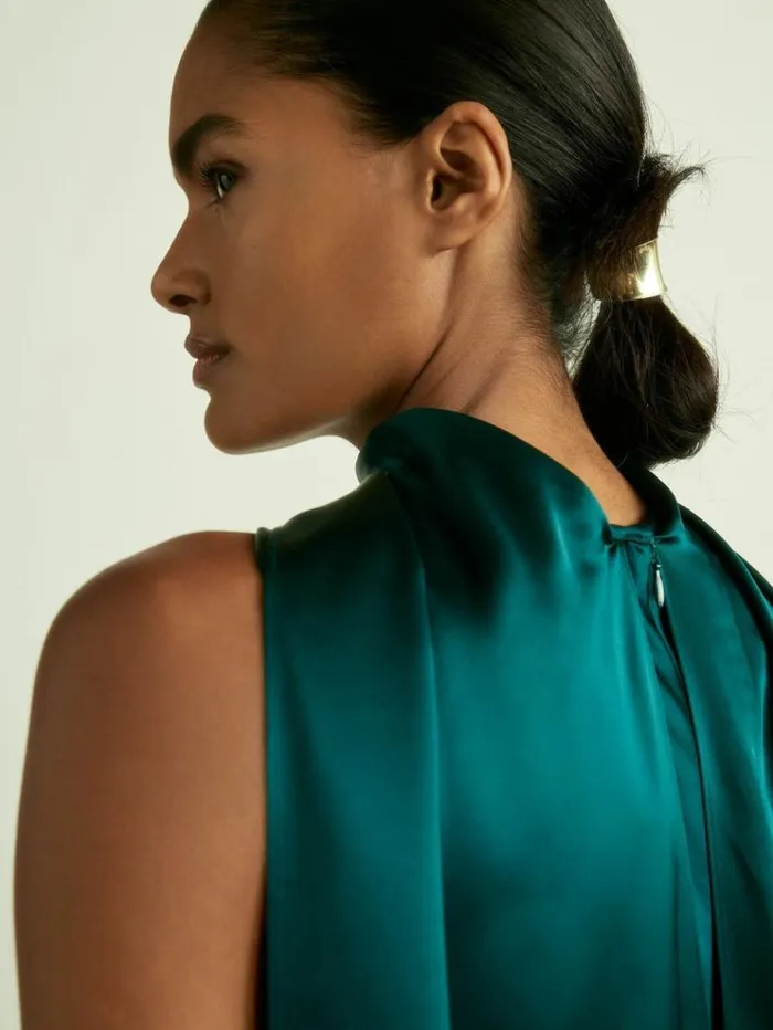 REISS Dresses Women Satin Cape Dress Teal