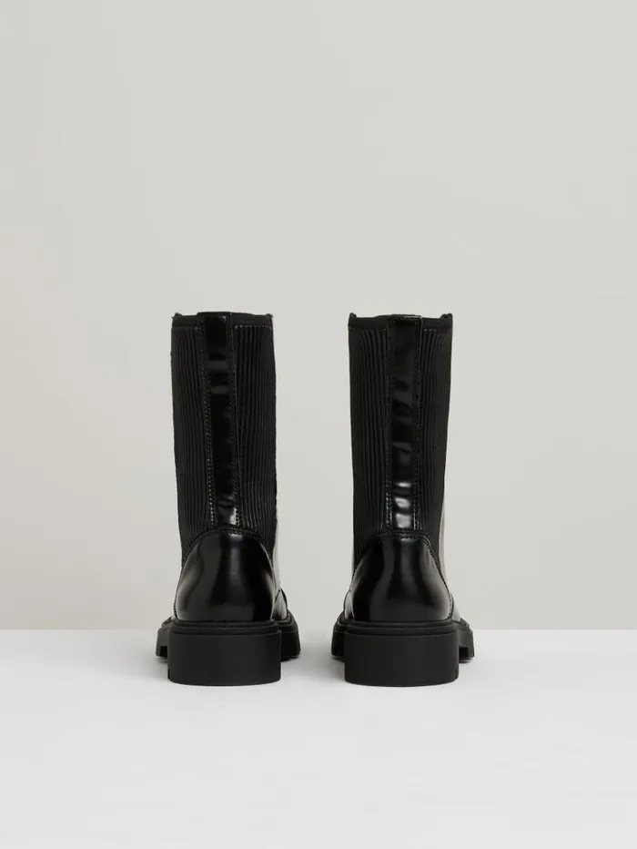 REISS Flats Women Leather ZipFront Ankle Boots Black