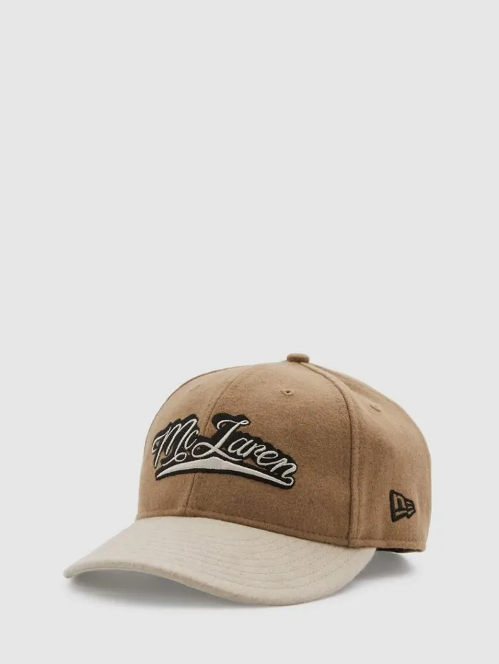 REISS Hats Gloves and Scarves Men McLaren F1 Wool Blend Embroidered Baseball Cap Camelecru