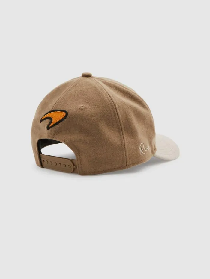 REISS Hats Gloves and Scarves Men McLaren F1 Wool Blend Embroidered Baseball Cap Camelecru