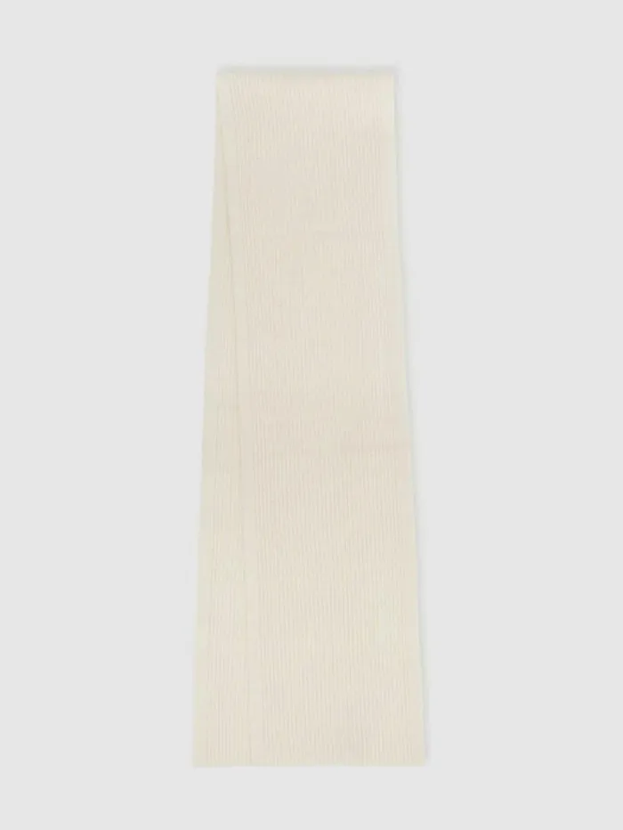 REISS Hats Gloves and Scarves Men Merino Wool Ribbed Scarf And Beanie Set Off White