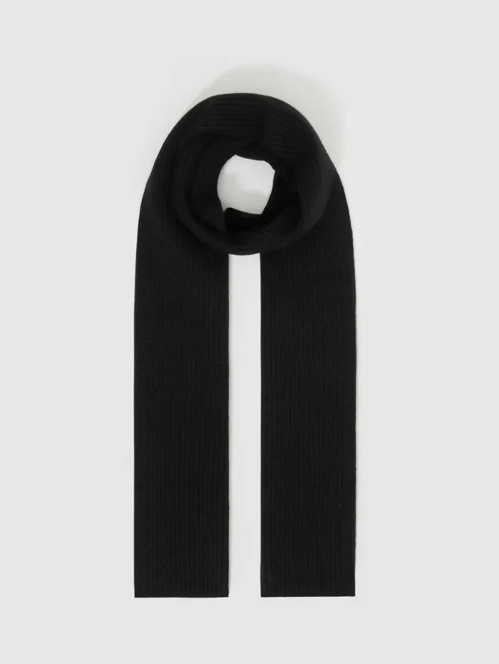 REISS Hats Gloves and Scarves Men Ribbed Merino Scarf Black