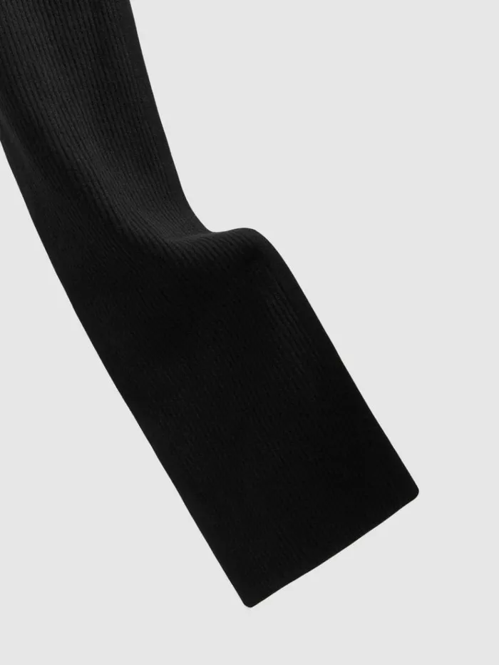 REISS Hats Gloves and Scarves Men Ribbed Merino Scarf Black
