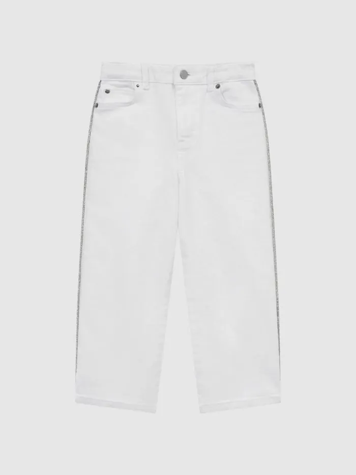 REISS Jeans Children Sparkle Stripe Jeans White
