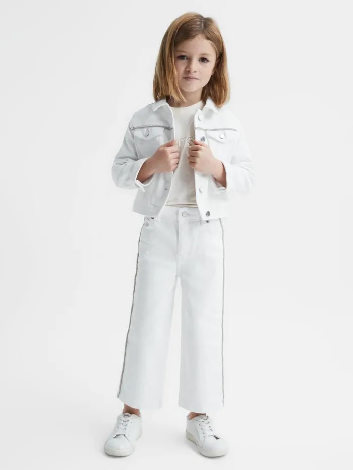 REISS Jeans Children Sparkle Stripe Jeans White