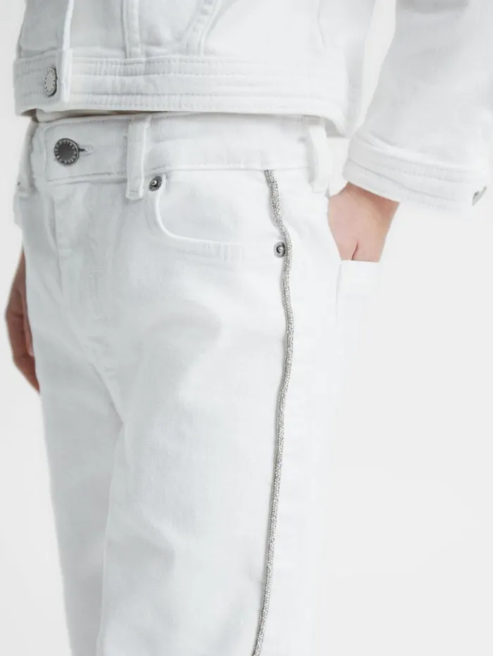 REISS Jeans Children Sparkle Stripe Jeans White