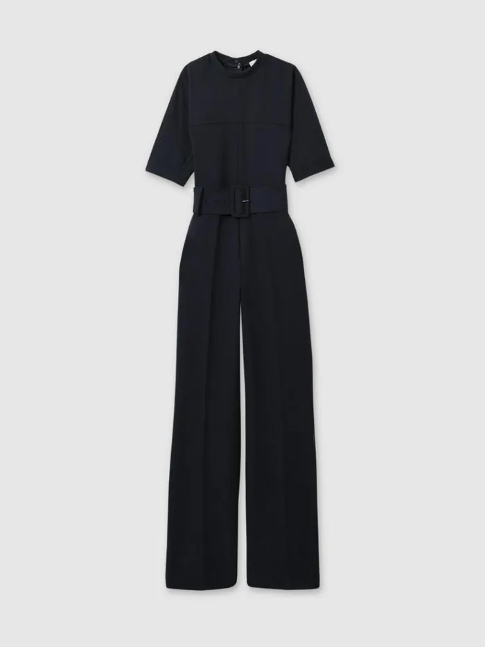 REISS Jumpsuits and Rompers Women Wide Leg Belted Jumpsuit Navy
