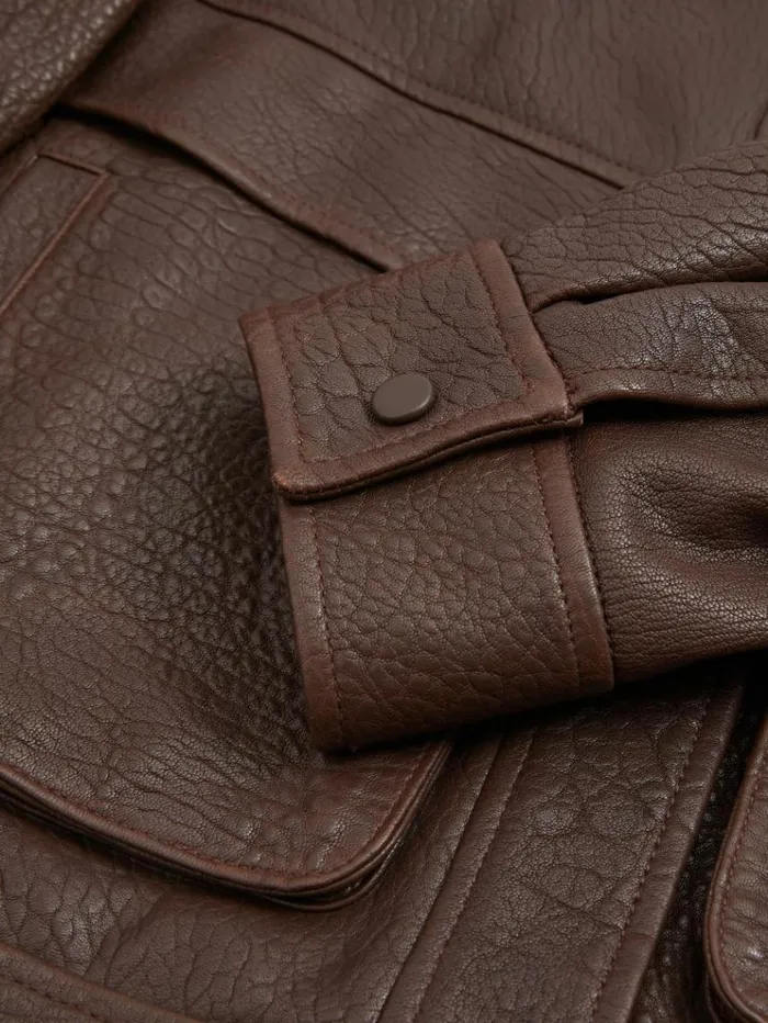 REISS Leather Jackets Women Atelier Grained Leather Jacket Chocolate