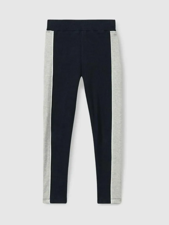 REISS Pants Children CottonBlend Panelled Leggings Navy