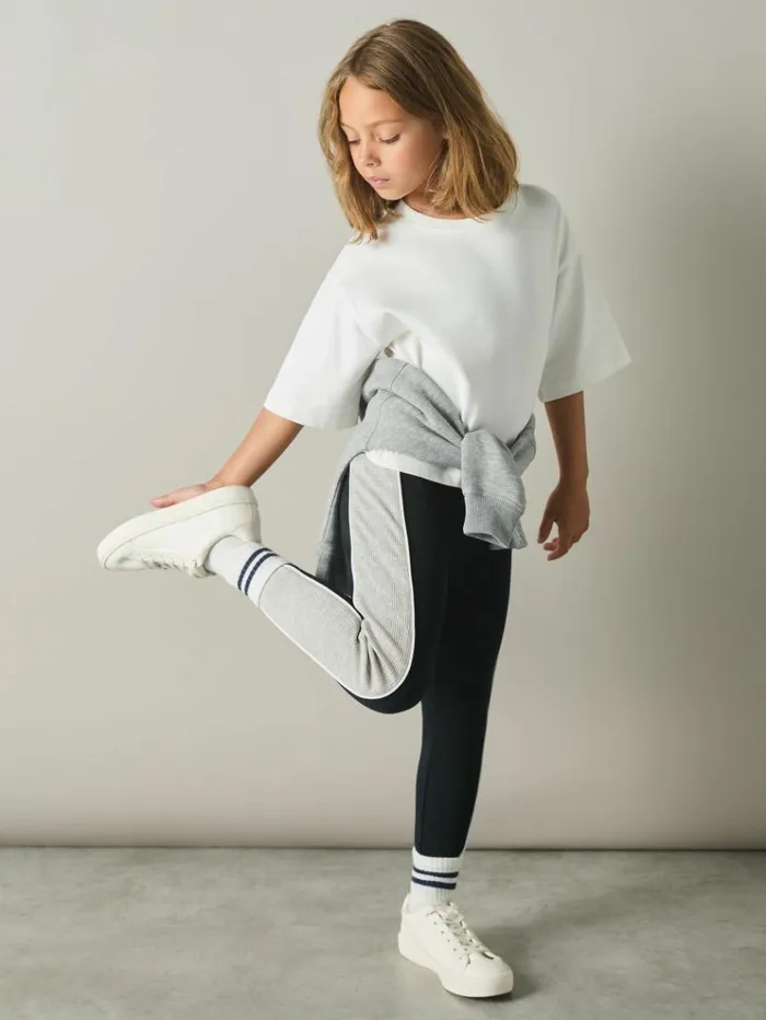 REISS Pants Children CottonBlend Panelled Leggings Navy