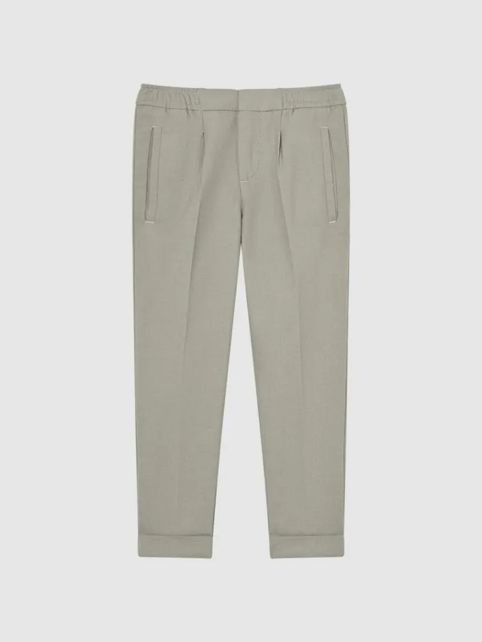 REISS Pants Children Relaxed Elasticated Trousers With TurnUps Taupe