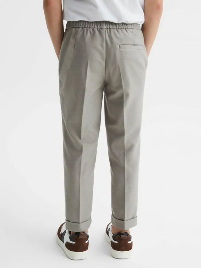 REISS Pants Children Relaxed Elasticated Trousers With TurnUps Taupe