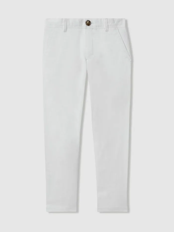 REISS Pants Children Slim Fit Casual Chinos White
