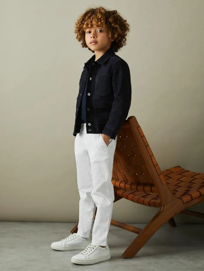 REISS Pants Children Slim Fit Casual Chinos White