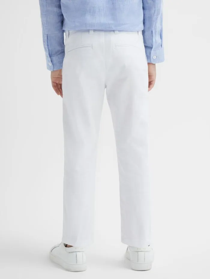 REISS Pants Children Slim Fit Casual Chinos White