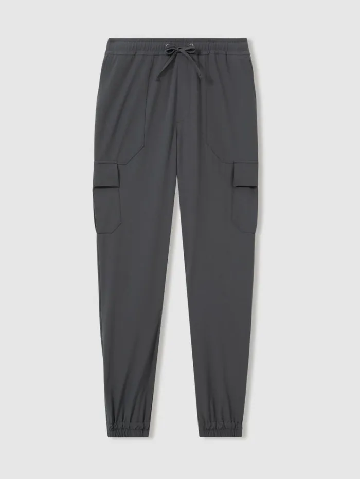 REISS Pants Men Elasticated Cargo Trousers Airforce Blue