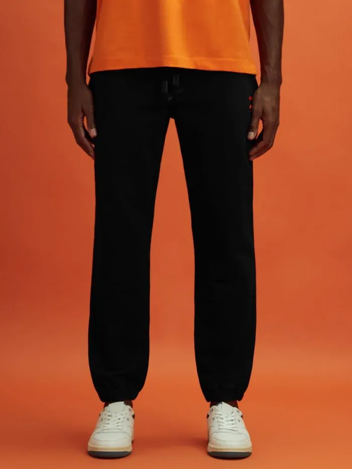 REISS Pants Men McLaren F1 Cotton Drawstring Joggers Black