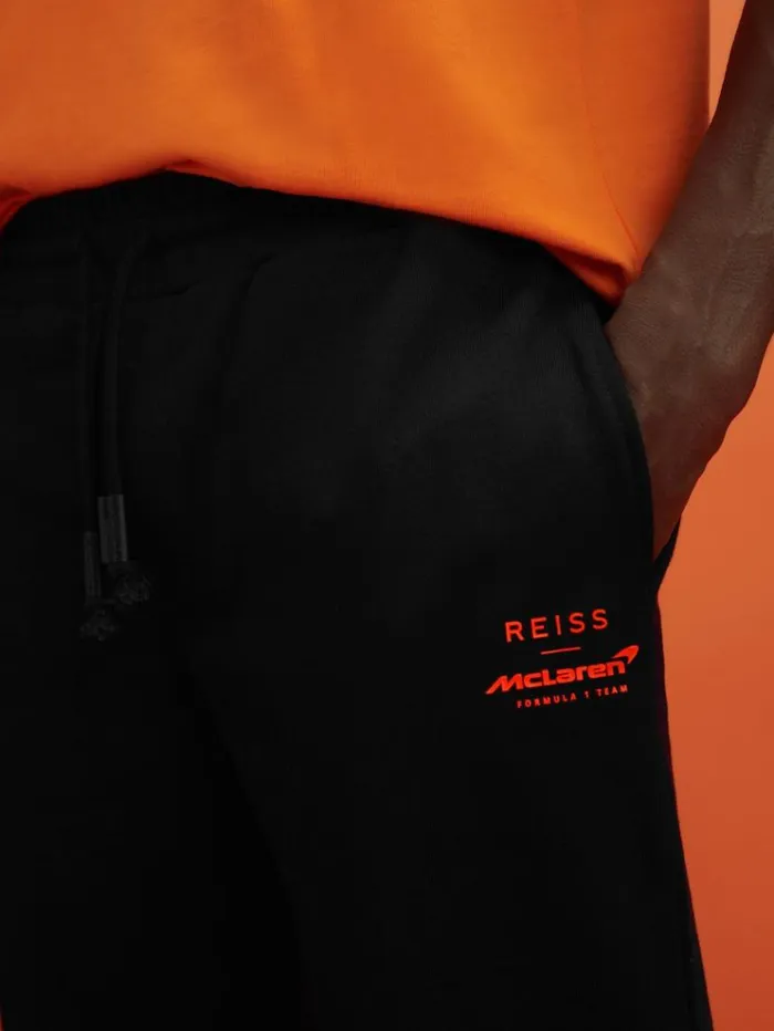 REISS Pants Men McLaren F1 Cotton Drawstring Joggers Black