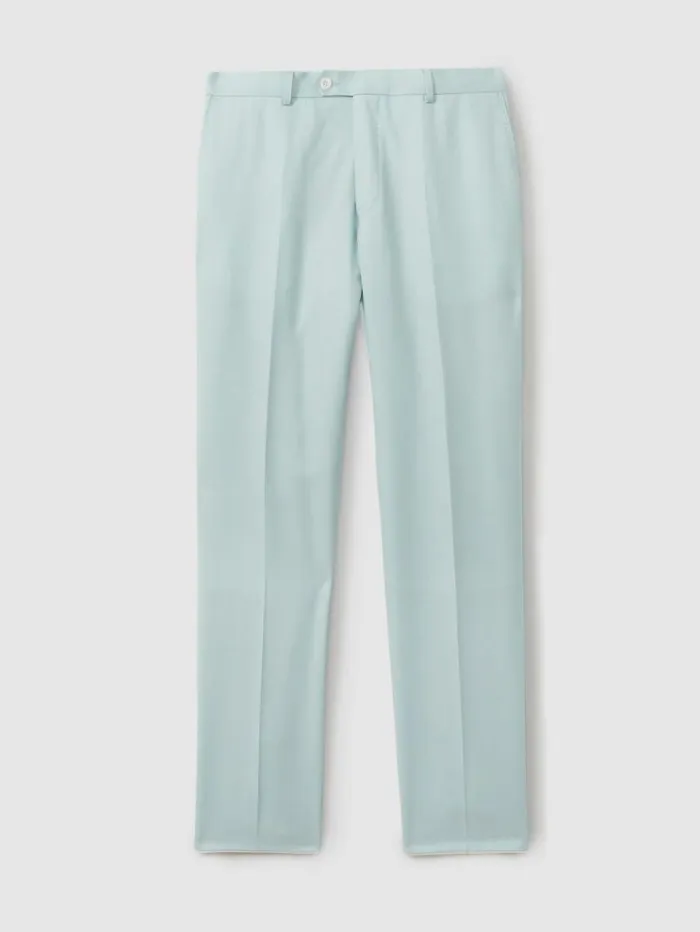 REISS Pants Men Oscar Jacobson Slim Fit Blue Wool Trousers Blue