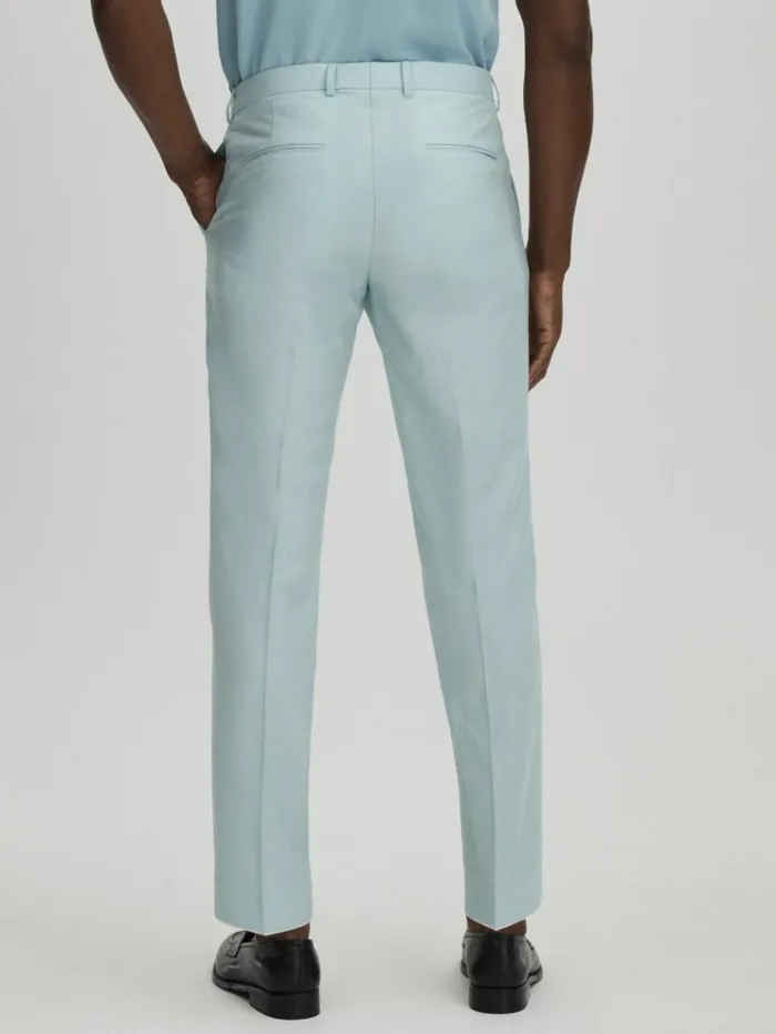 REISS Pants Men Oscar Jacobson Slim Fit Blue Wool Trousers Blue