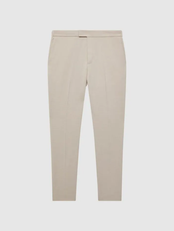 REISS Pants Men Relaxed Drawstring Trousers Ecru