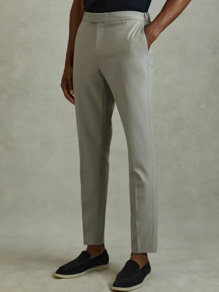 REISS Pants Men Relaxed Drawstring Trousers Sage