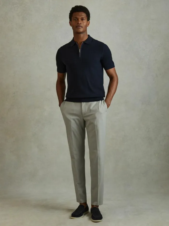 REISS Pants Men Relaxed Drawstring Trousers Sage