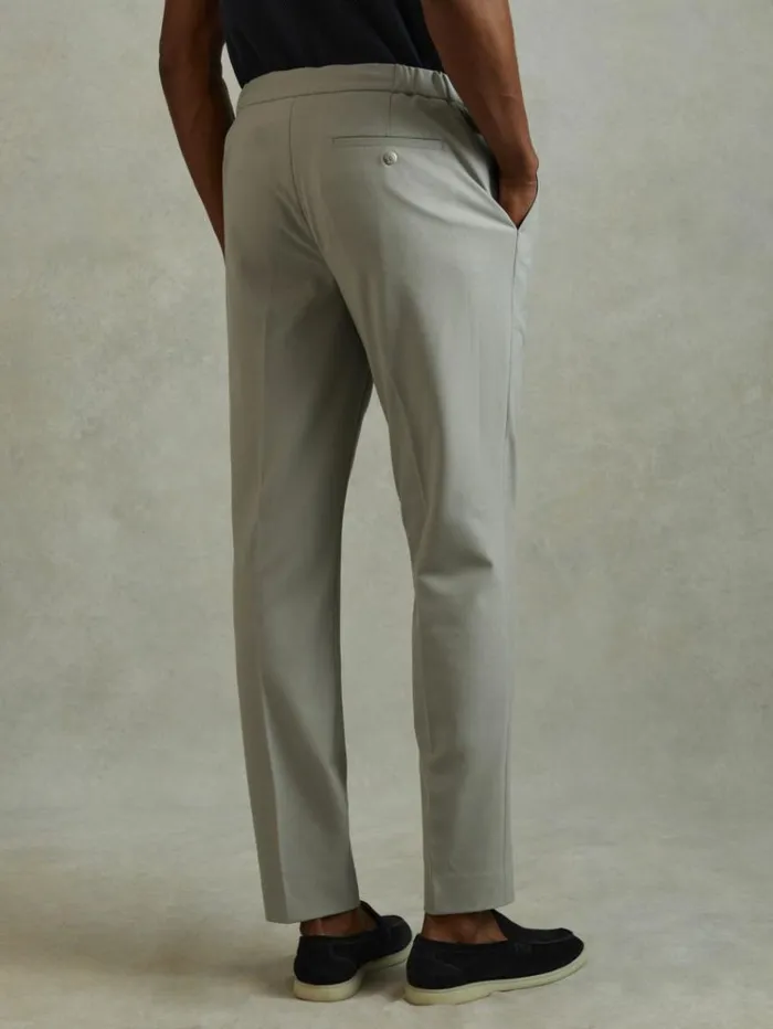 REISS Pants Men Relaxed Drawstring Trousers Sage