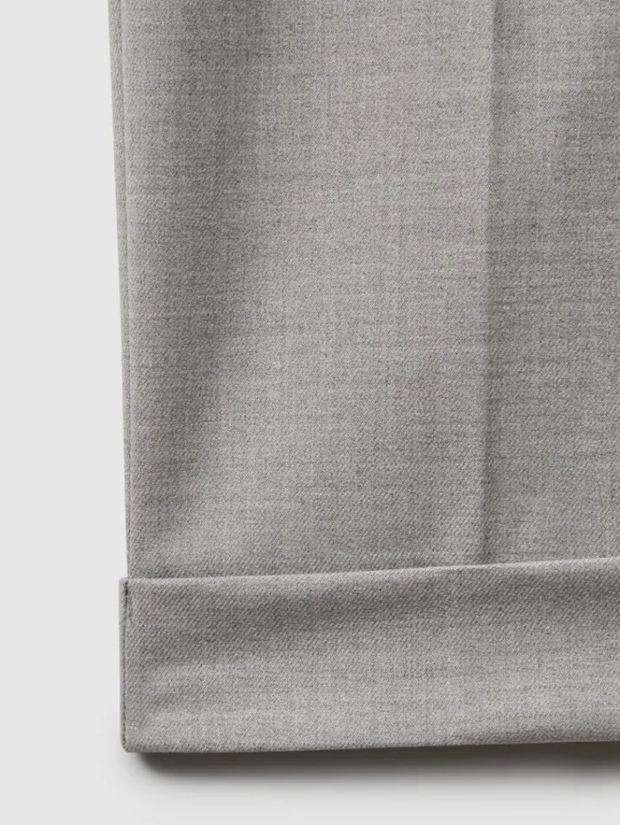 REISS Pants Men Relaxed Drawstring Trousers With TurnUps Grey