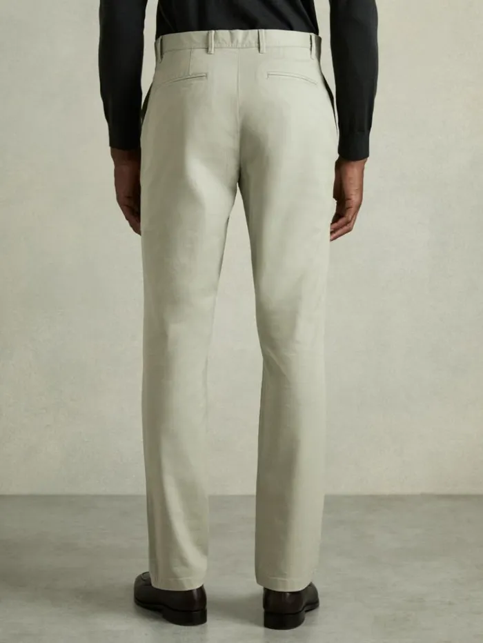 REISS Pants Men Slim Fit Washed Cotton Blend Chinos Sage