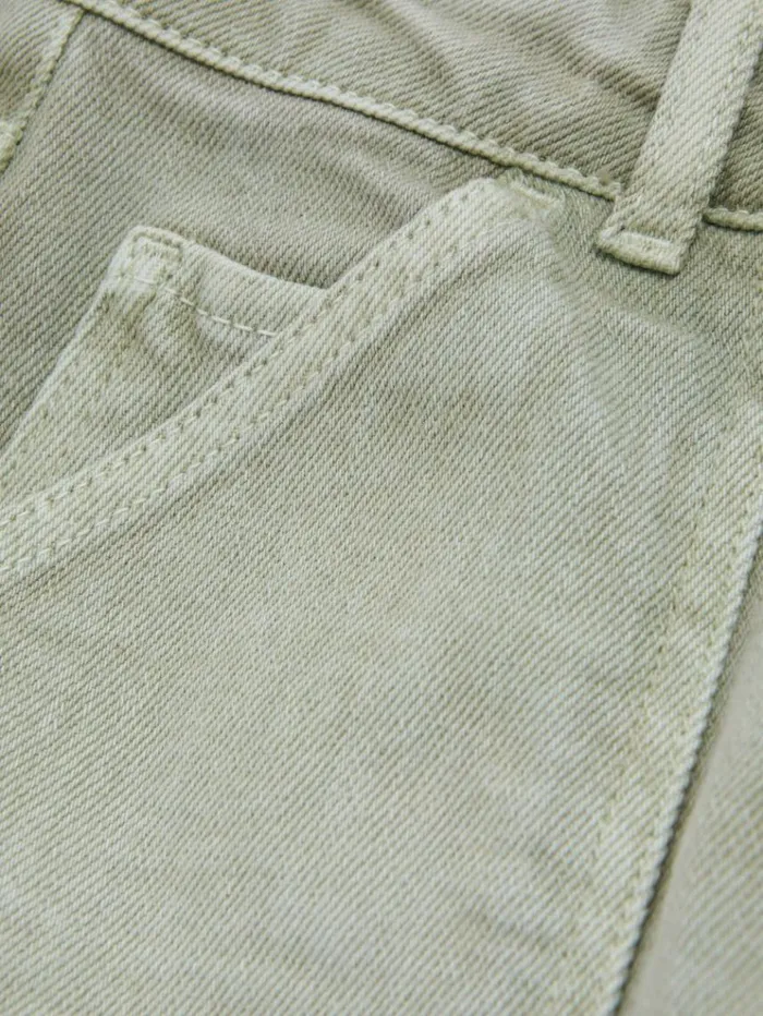 REISS Pants Women Garment Dyed Utility Tapered Jeans Washed Green