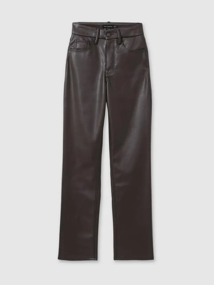 REISS Pants Women Good American FauxLeather StraightLeg Trousers Blackbrown