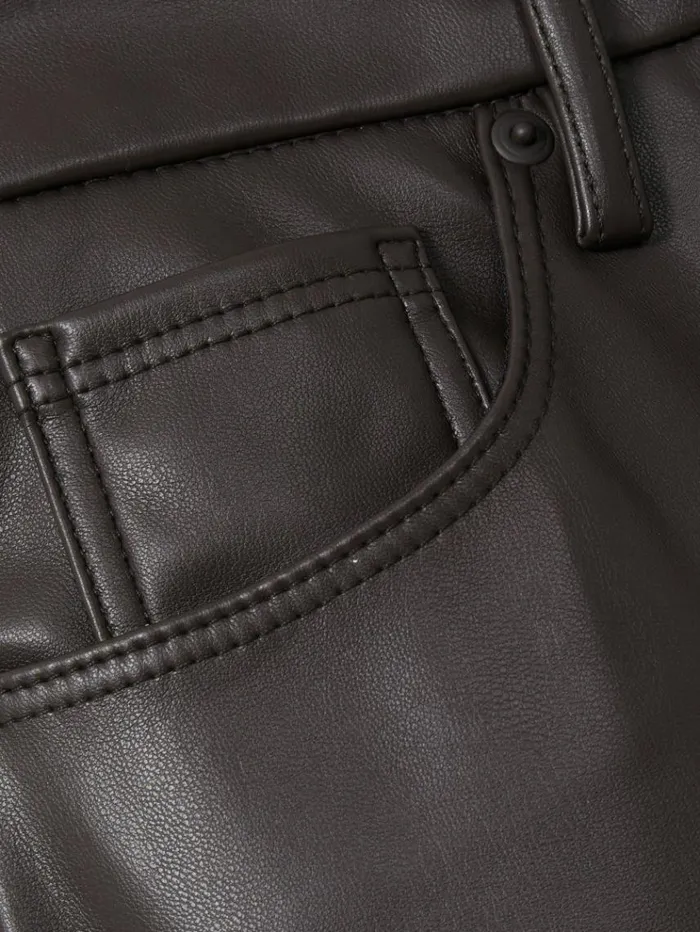 REISS Pants Women Good American FauxLeather StraightLeg Trousers Blackbrown