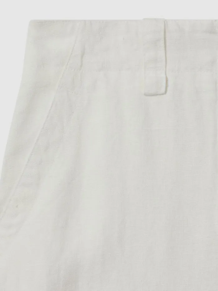REISS Pants Women Linen Wide Leg Garment Dyed Trousers White