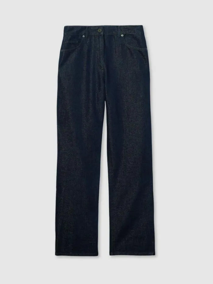 REISS Pants Women SlimLeg MetallicThread TurnUp Jeans Indigo