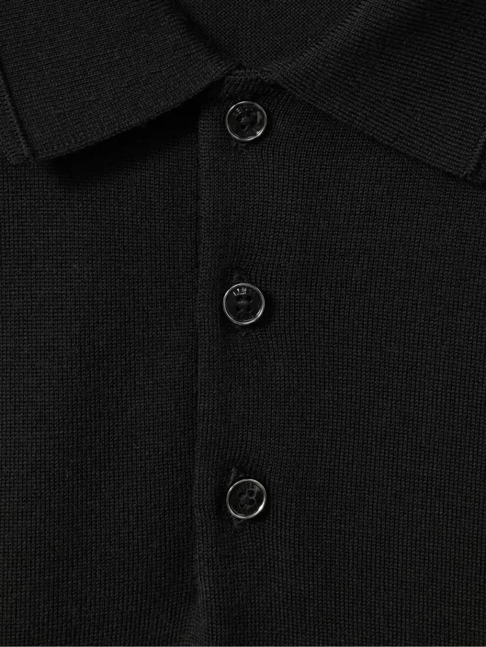 REISS Polo Shirts Men Merino Wool Polo Shirt Black
