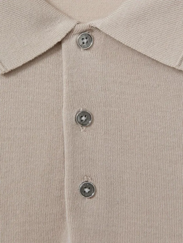 REISS Polo Shirts Men Merino Wool Polo Shirt Washed Stone