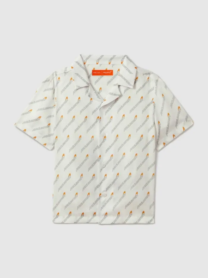 REISS Shirts Children McLaren F1 Monte Carlo Cuban Collar Shirt White Multi