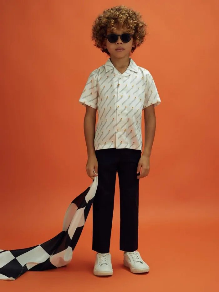 REISS Shirts Children McLaren F1 Monte Carlo Cuban Collar Shirt White Multi