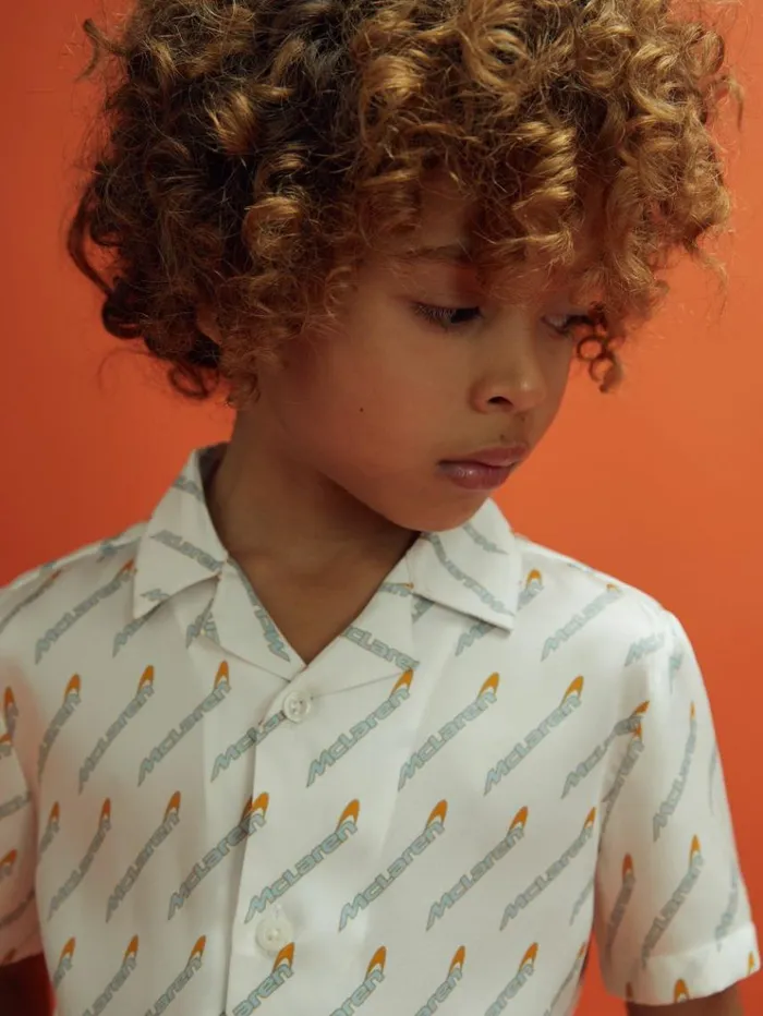 REISS Shirts Children McLaren F1 Monte Carlo Cuban Collar Shirt White Multi