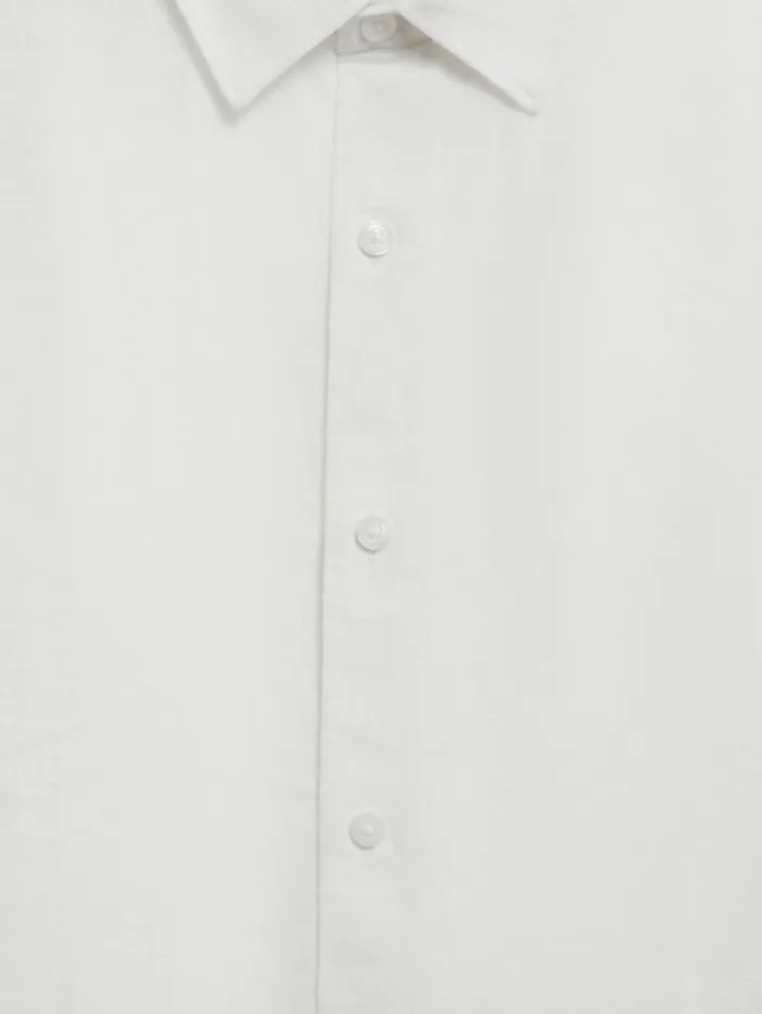 REISS Shirts Children Short Sleeve Linen Shirt White