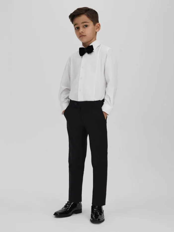 REISS Shirts Children Slim Fit Textured Bib Dinner Shirt White