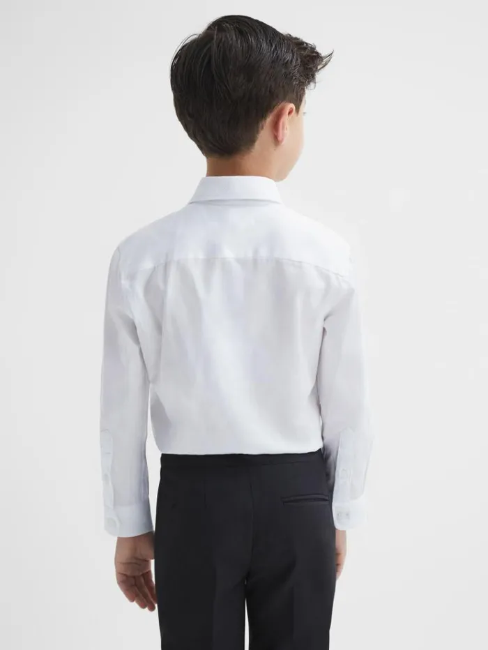 REISS Shirts Children Slim Fit Textured Bib Dinner Shirt White