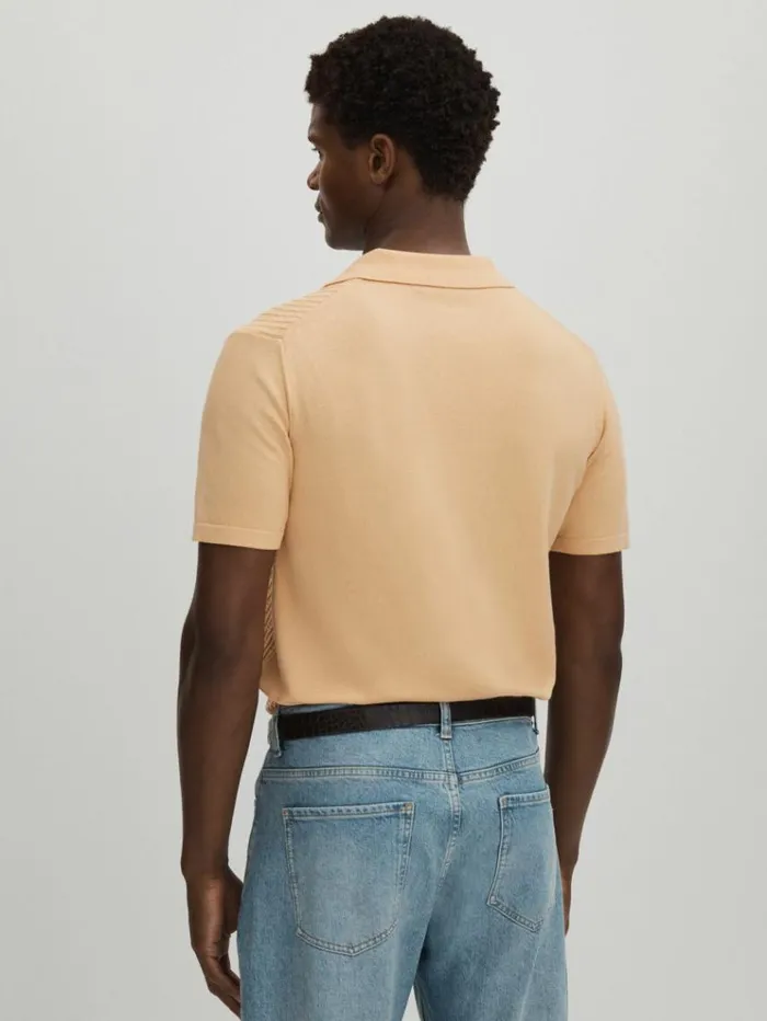 REISS Shirts Men Oscar Jacobson 100 Cotton OpenCollar Polo Shirt Sand