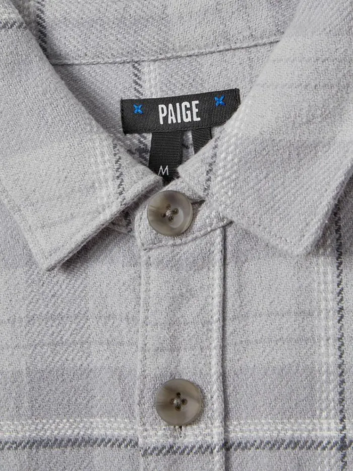 REISS Shirts Men Paige Cotton Checked Overshirt Grey