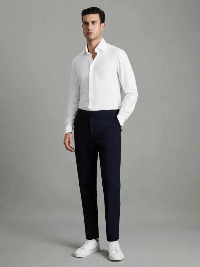 REISS Shirts Men Slim Fit ButtonThrough Travel Shirt White