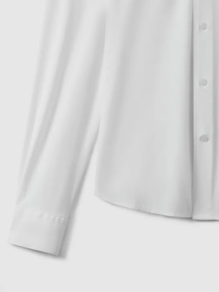 REISS Shirts Men Slim Fit ButtonThrough Travel Shirt White